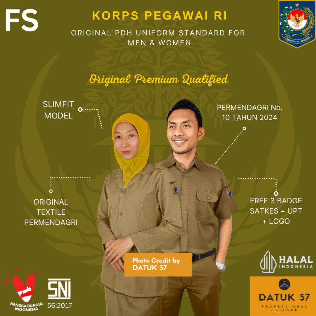 [FULL SET] Original Premium by Datuk57 : Seragam Kemeja Celana Atasan Bawahan Setelan Stel PDH Pakai