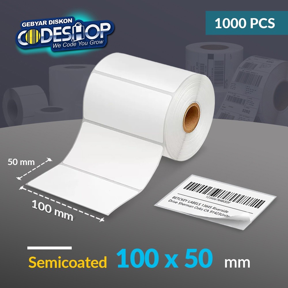 

Codeshop Label Semicoat 100 x 50 / 100x50 mm / 100x50mm 1 Line Stiker Printer Barcode 1000 Pcs