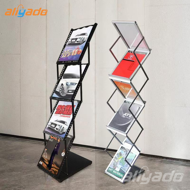 Ready StockRak Brosur Rak Majalah Lipat 4/7 Susun Rak Brosur Aluminium Rak Brosur Besi Nama