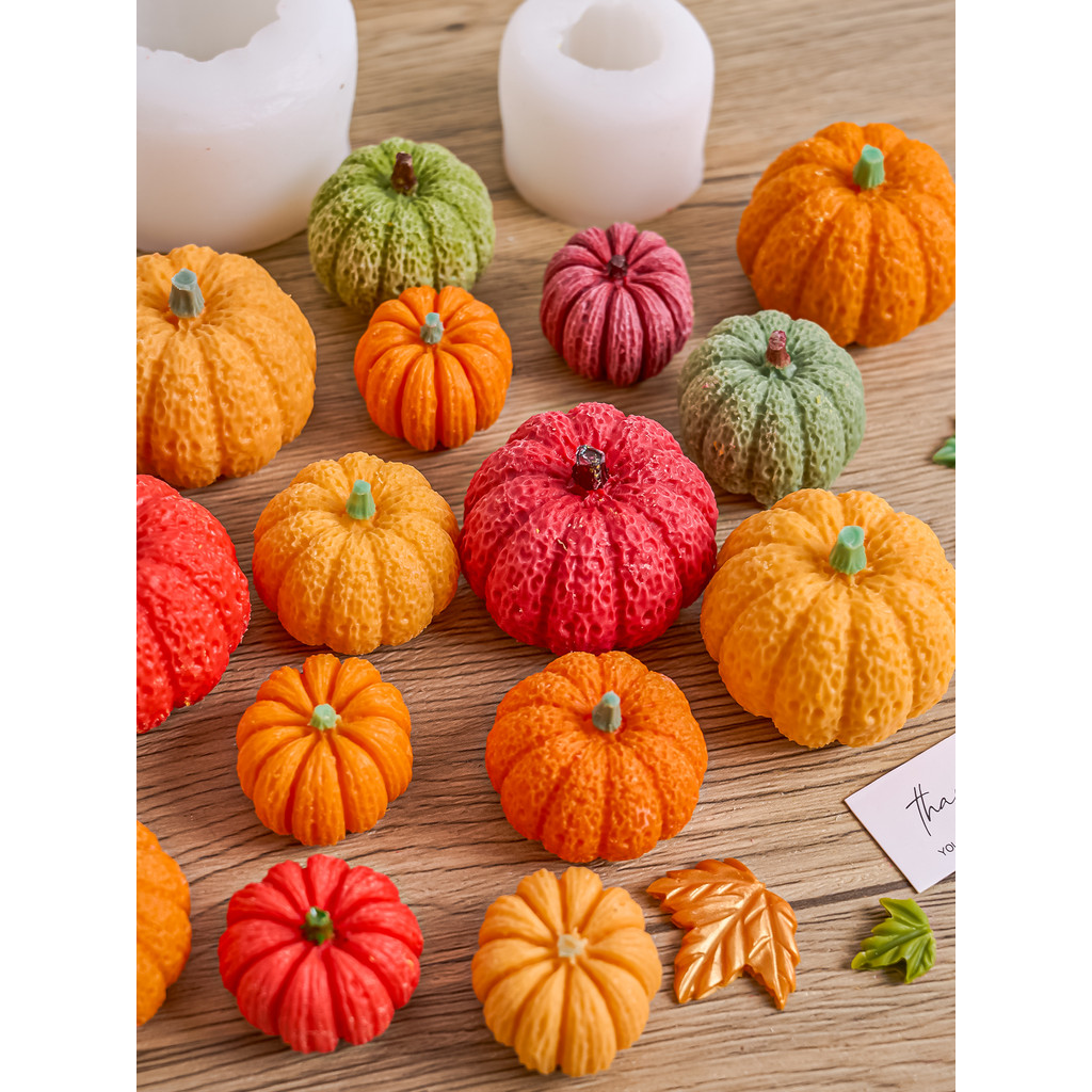 

3D Pumpkin Candle Halloween Ornaments Silicone Mold DIY Scented Candle Making Tools Plaster Resin Chocolate Molds Home Decor