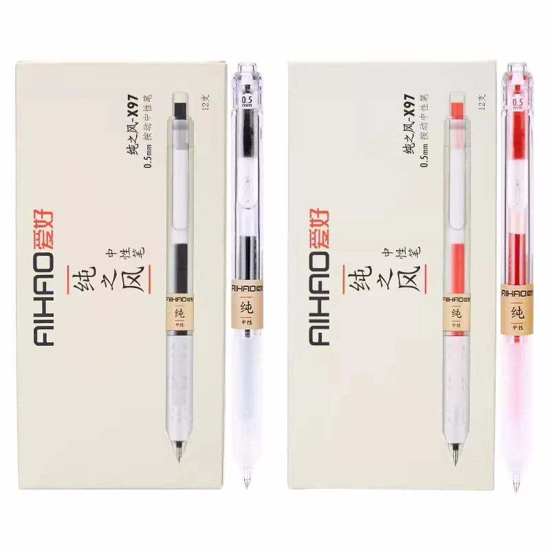 

4Pcs AIHAO X97 Press the neutral pen 0.5mm Gel pen Signing Pen Red Ink Black Ink Supplies School Stationery