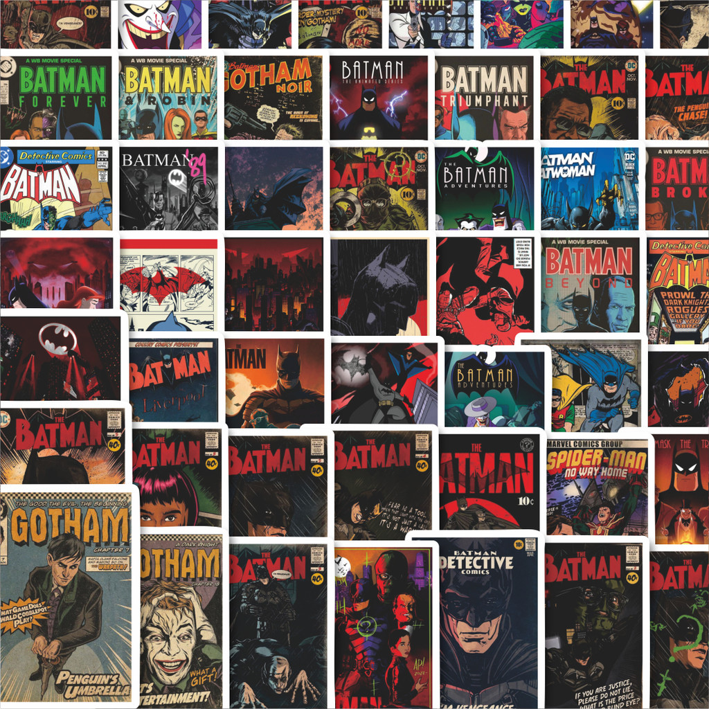 

100PCS Lucu Stiker Cover Comic Batman Vintage Stiker Aesthetic Stiker Anti Air Stikers Berperekat Waterproof sticker decal buat Motor Helm Buku Journal Koper Casing HP Laptop Botol Minum Hadiah anak