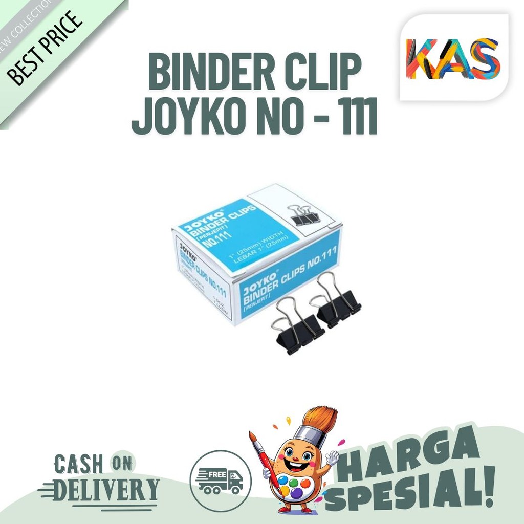 

Penjepit Kertas Binder Clip Joyko No - 111 Ukuran 25 mm 1 Box Isi 12 Pcs