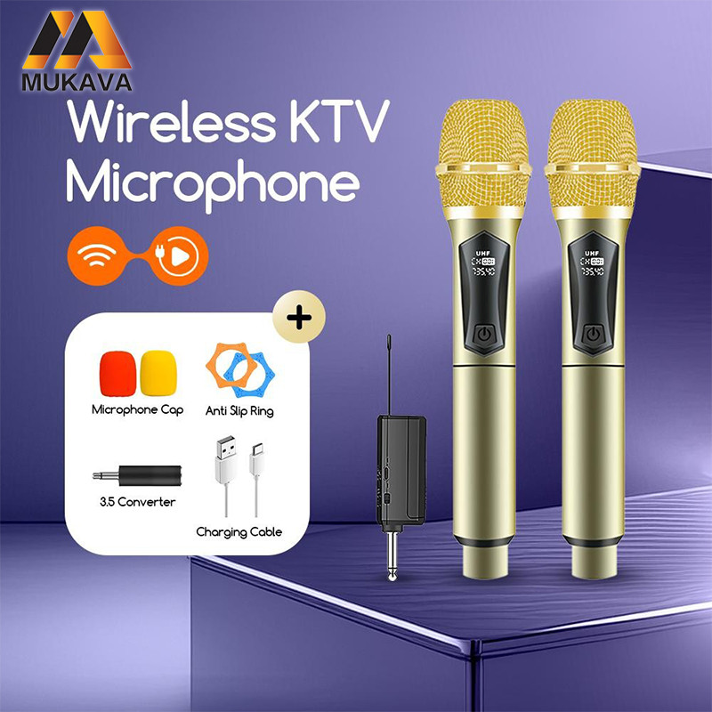 MUKAVA Mikrofon Bluetooth Profesional  Mic Wireless Bluetooth Microphone Mikrofon Nirkabel Profesion