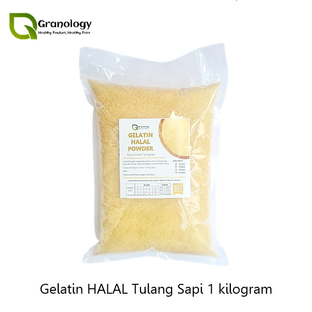 

Gelatin Bubuk Halal Premium Import (1 kilogram) by Granology