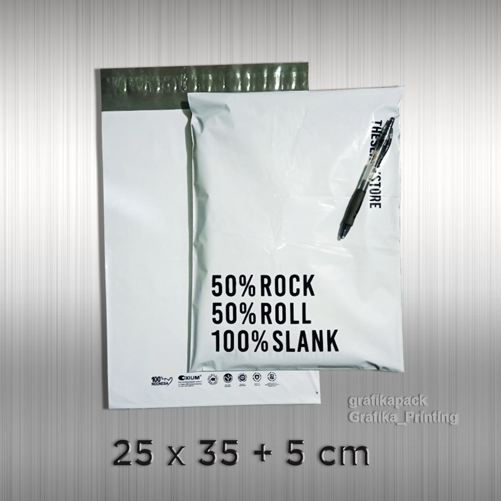 Custom Plastik Polymailer Ramah Lingkungan 25 x 35 cm