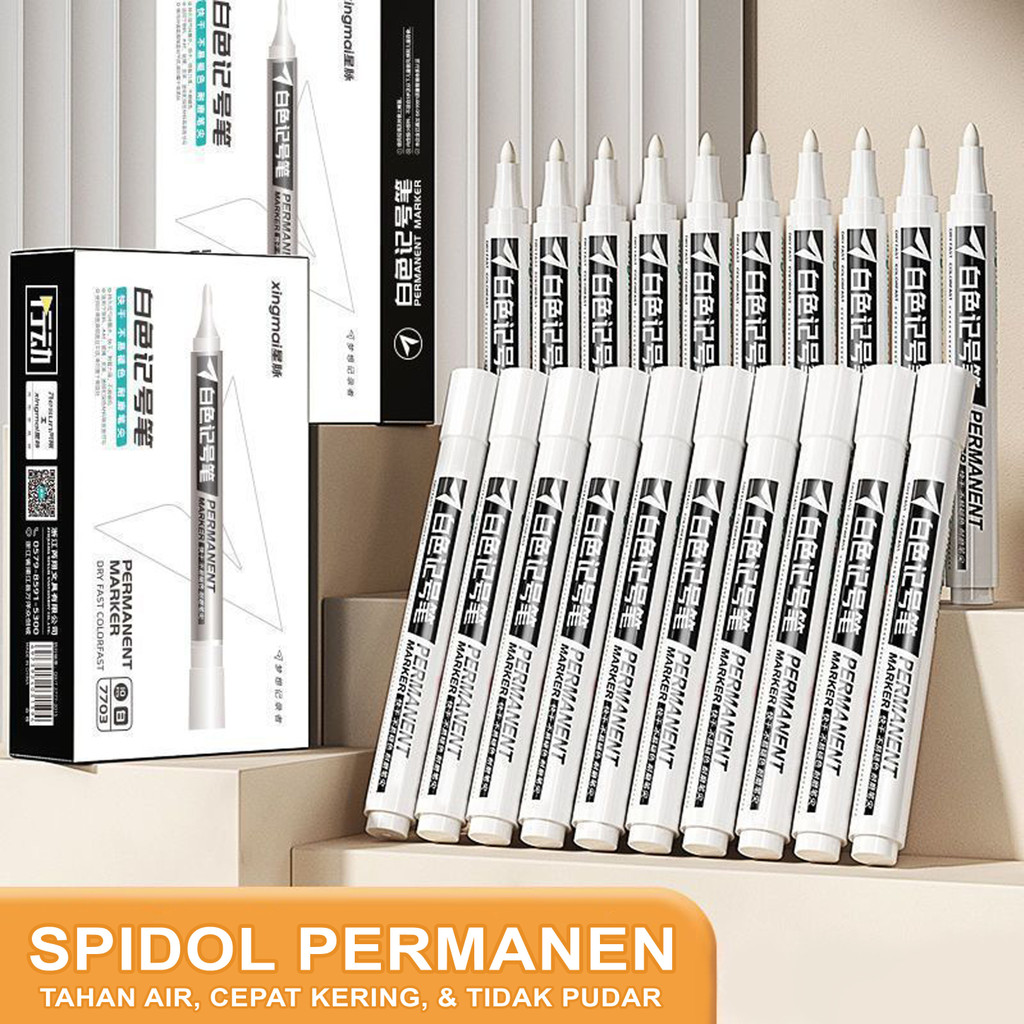 

1 Pcs Spidol Putih Permanen Cyansnail Multifungsi Cepat Kering Untuk Penanda Ujung Spidol 1 mm