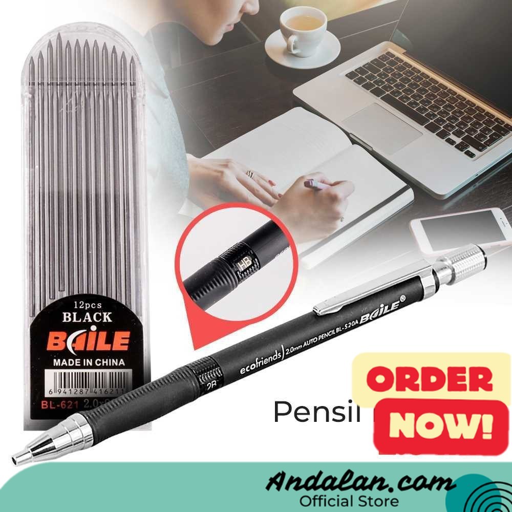 

BAILE Pensil Mekanik Mechanical Pencil 2B 2mm 12 Isi - BL-621