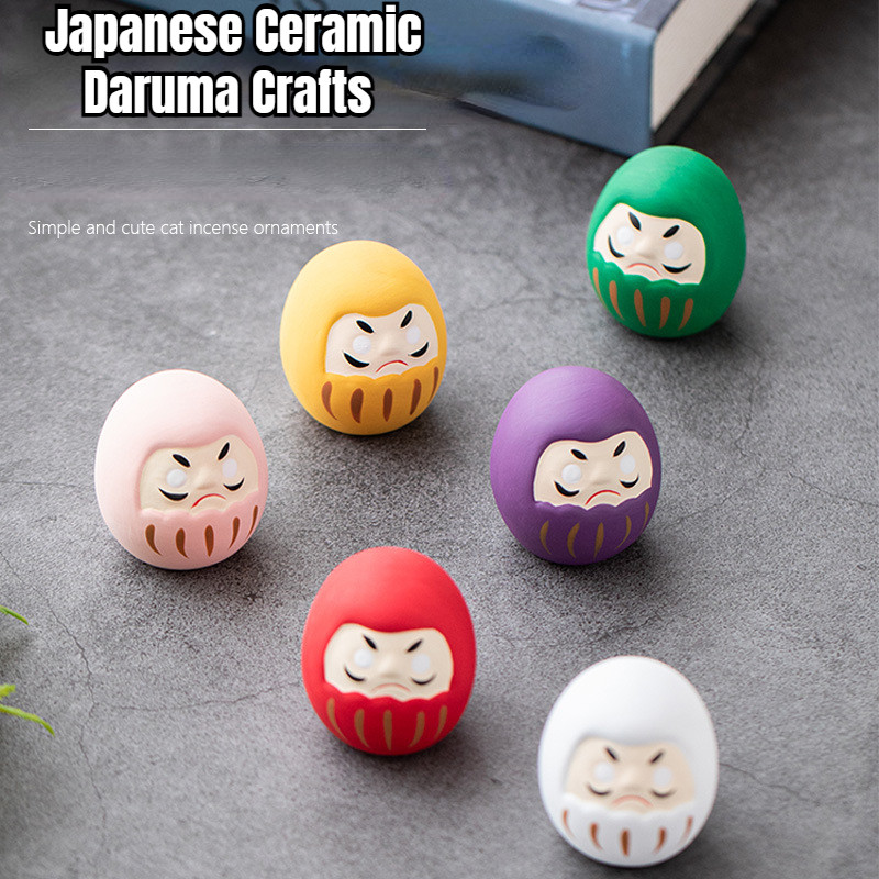 

Japanese Ceramic Daruma Crafts Cartoon Lucky Cat Fortune Ornament Landscape Home Decor Accessories Gifts Living Room Decoration