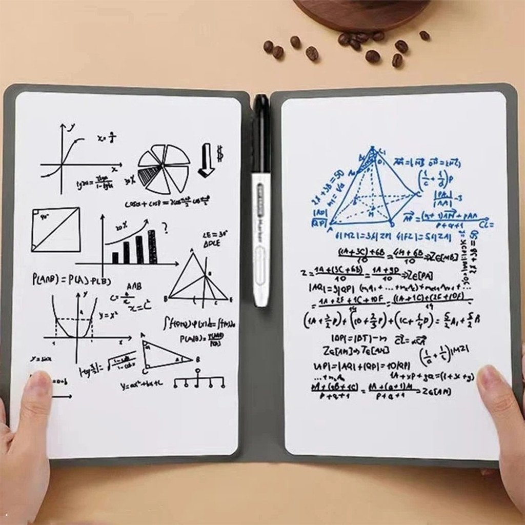 

1pc Reusable Whiteboard Notebook Set with Whiteboard Pen Erasing Cloth Leather Memo Pad Weekly Planner Portable Office Tools