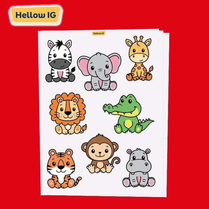 STICKER PACK | CUTE | ANIMAL | ANIMALS SAFARI | STIKER BINATANG TAMAN SAFARI | LUCU HUTAN BOTOL HELM