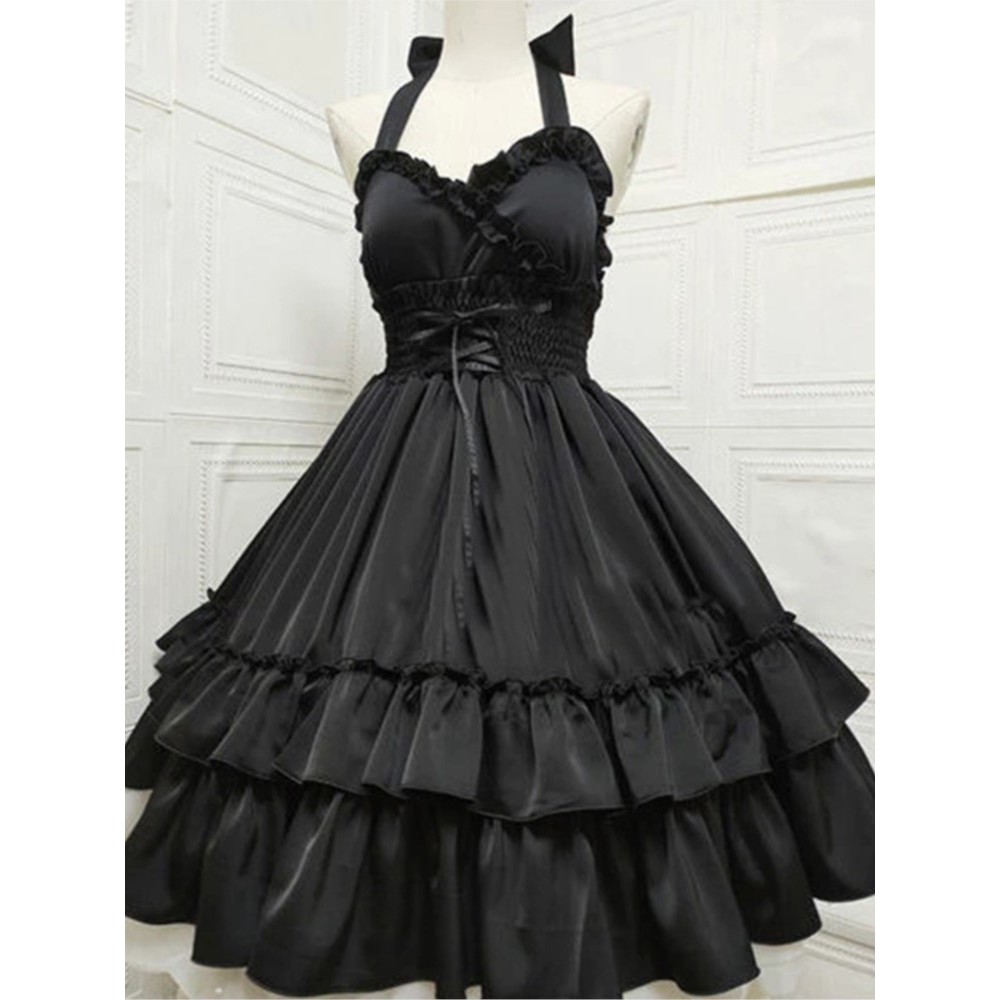 Summer Classical Elegant Suspender Dress Lolita Solid Kawaii Lolita Retro Soft Girl Tea Party JSK Su