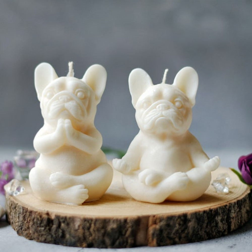 

French Bulldog Meditating Silicone Candle Mold 3D Pug Prayer Mould DIY Pet Dog Resin Ceramic Craft Making Animal Painting Gypsum