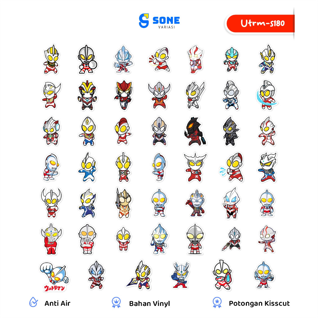 

Sticker Pack Kartun Ultraman Vinyl Waterproof Stiker Aesthetic Buku Journal Koper Laptop Koper Casing Phone