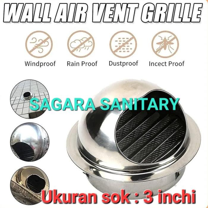 

wall air vent grille 3 in cover ducting 3 in dinding stainless