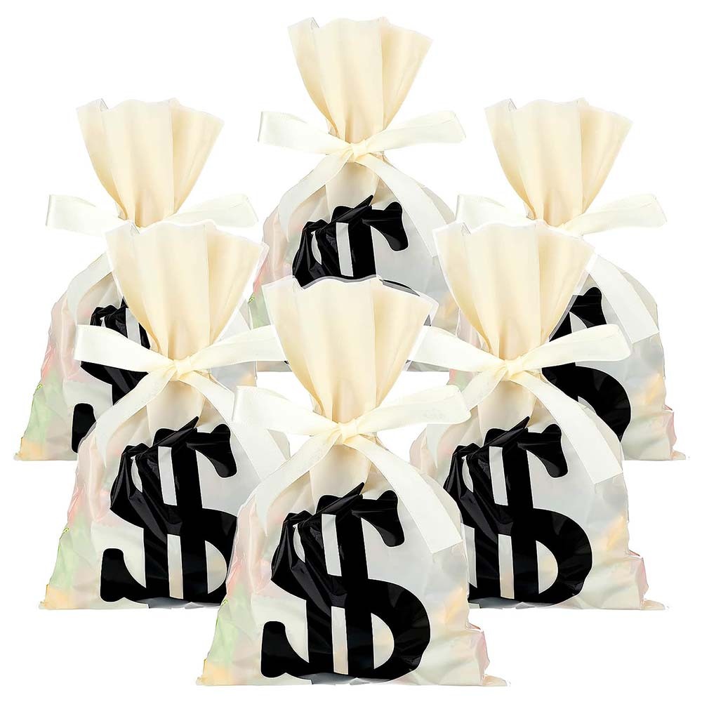 

Money Treat Bags Dollar Candy Cellophane Bag Loot Bags Dollar Sign Sacks with Ribbon for Toy Party Favor Theme Party Supplies