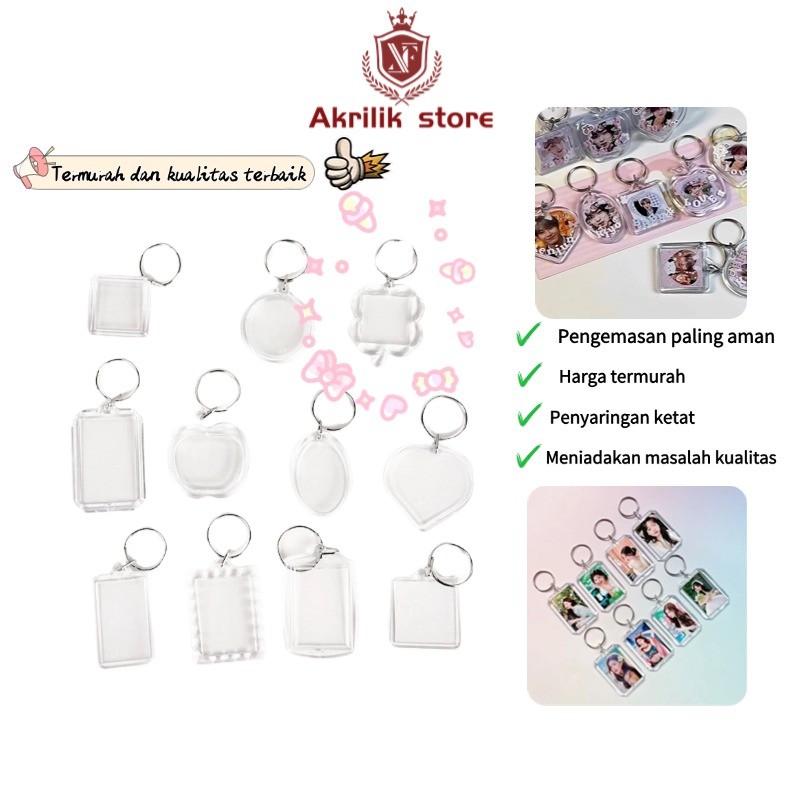 50PCS Gantungan Kunci Akrilik Ganci Keychain Foto Kecil Kpop Acrylic Insert Paper Photo Kosong/Bahan
