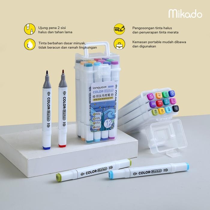 

【M-MT】BIG SALE!!! Languo Color Marker Set Double Tip / Spidol 2 sisi - Set 12