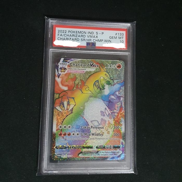 Pokemon Indonesia Charizard VMAX Rainbow HR 133/S-P PSA 10