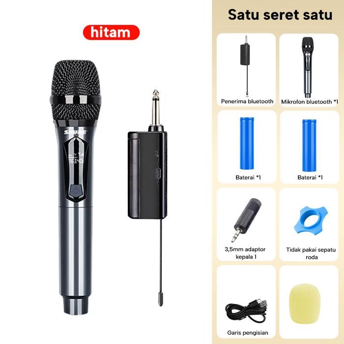COD SHURE302 Mic Wireless mic Karaoke tanpa kabel UHF Mikrofon Genggam LED Double Digital Mikrofon N