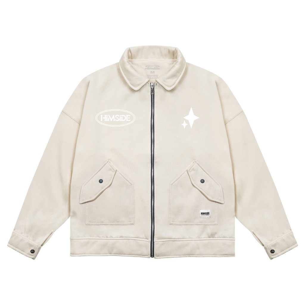 Himside - Steel Star Ivory Boxy Work Jacket - Unisex
