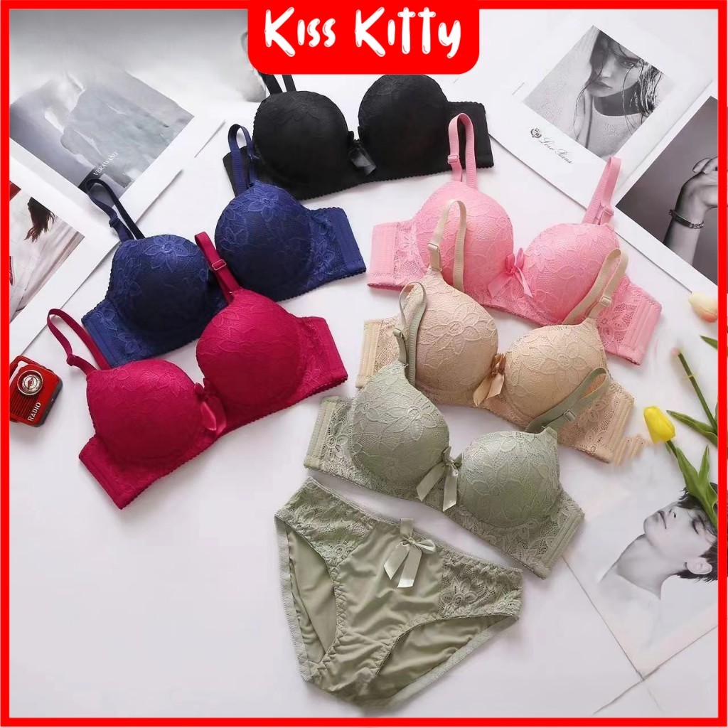 Setelan Wanita Premium Renda Bra Set Motif Renda Berkawat ( Bra + CD ) Wanita