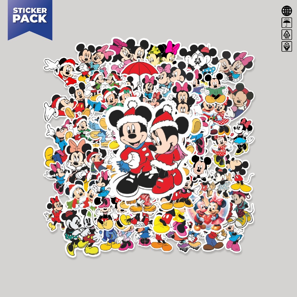 

[100PCS]Stiker Pack Stiker Kartun Mickey Mouse dan Minnie Mouse Aesthetic Vinyl Anti Air Dekorasi Sticker Laptop Buku Journal Koper Helm Casing HP Gitar Helm Skateboard