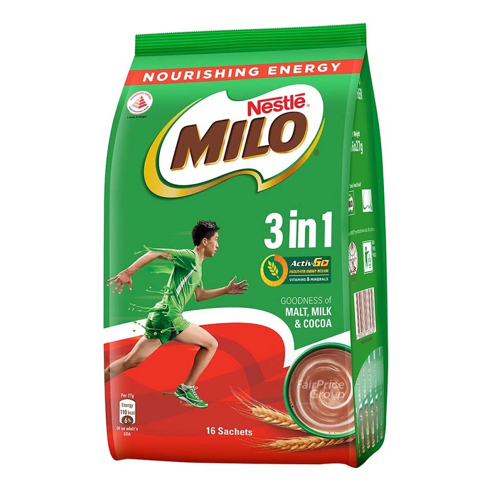 

MILO 3 in 1 Instant Chocolate Malt Drink isi 16 sachets asal Singapore