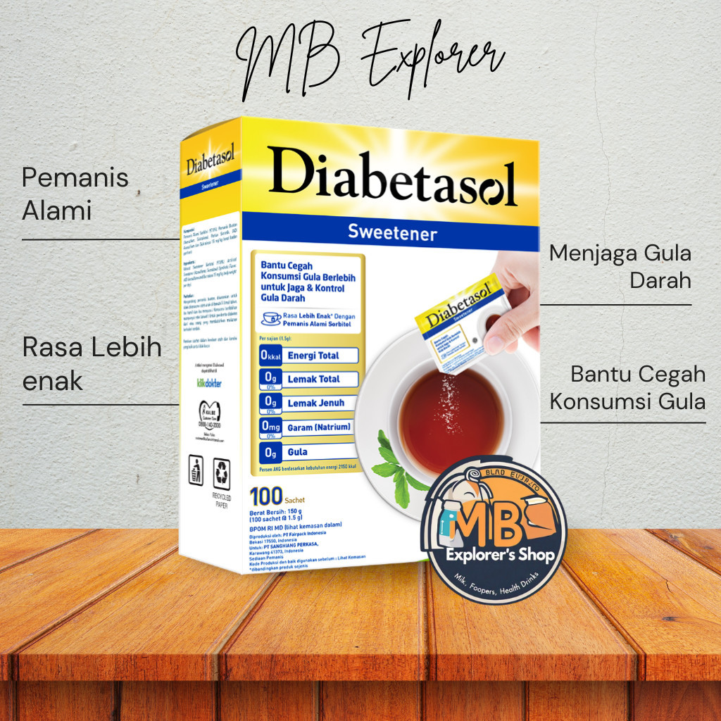 

NEW Diabetasol Sweetener Isi 100 Sachet Pemanis Rendah Kalori Gula Untuk Diabetes PREMIUM