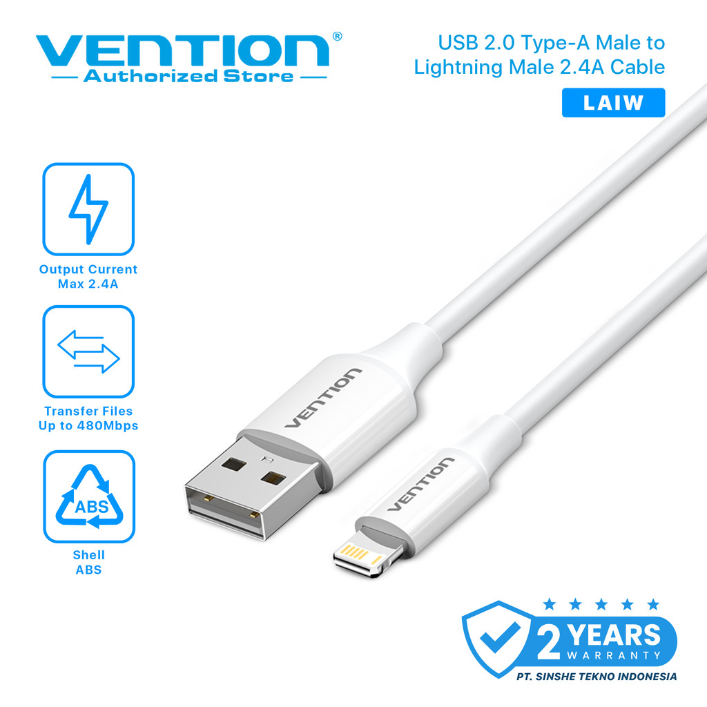 Vention Kabel Data Charger USB A 2.0 to Lightning Apple iPhone Original