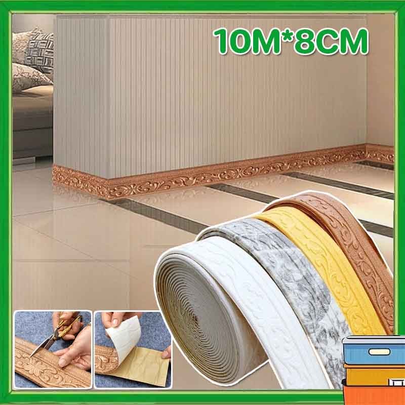 10M Wall Border List Foam Stiker Dinding Wallpaper Foam 3D Self-Adhesve List Border 8cm Stiker Dekor
