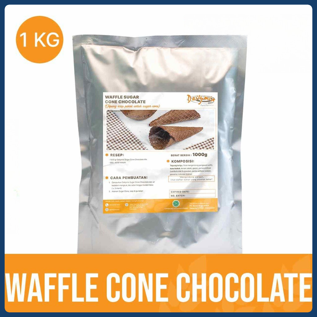 

( Dailymix )Tepung Premix Sugar Waffle Cone Coklat / Waffle Cone Chocolate