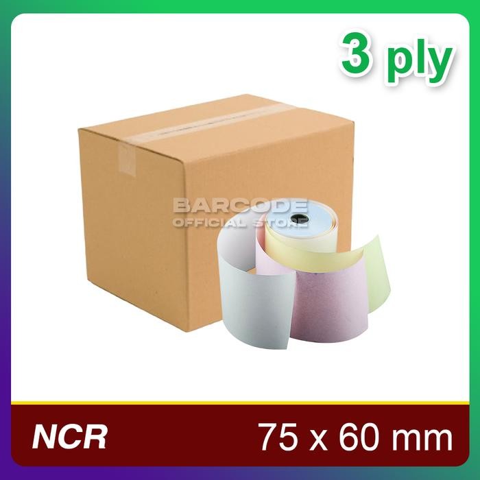 

( 1 Dus ) Kertas Struk Kasir 75 x 60 mm Rangkapan 3 Ply ( isi 100 Roll )