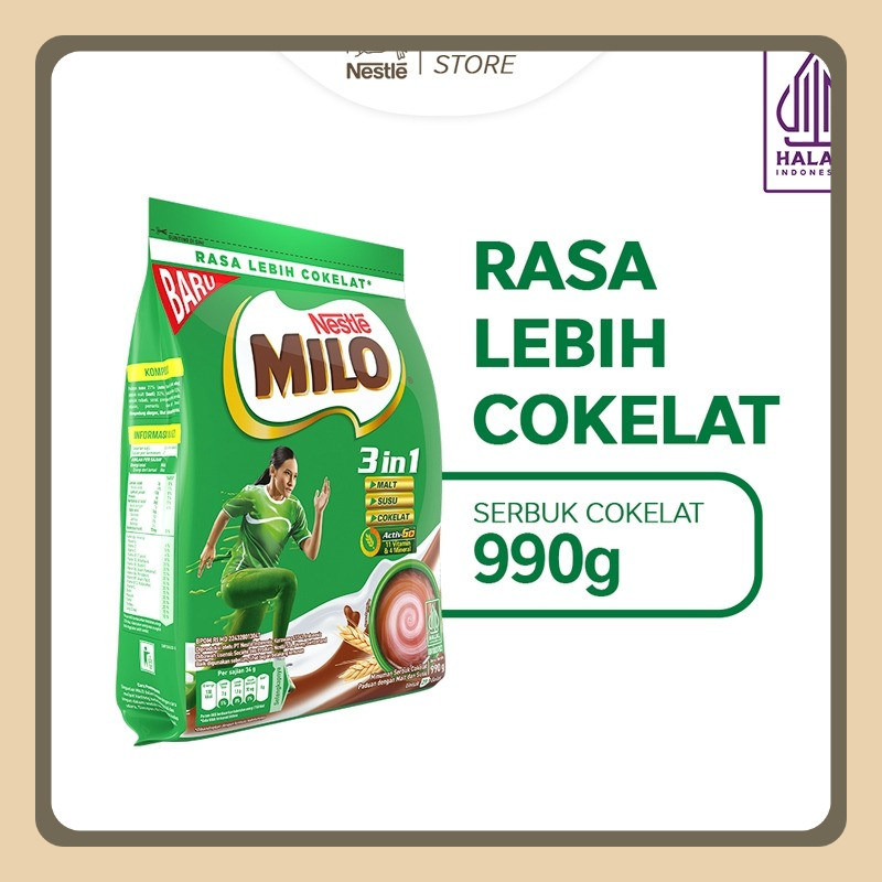 

MILO 3in1 ACTIV-GO Susu Coklat Kaleng/Pouch 990g