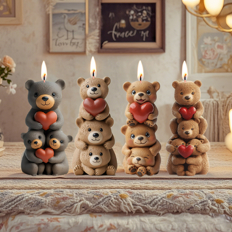 

Animal Bear Stackers Silicone Mould Cute Bears Candle Mold Figurine Bear Aroma Candle Soap Plaster Ornaments Mold