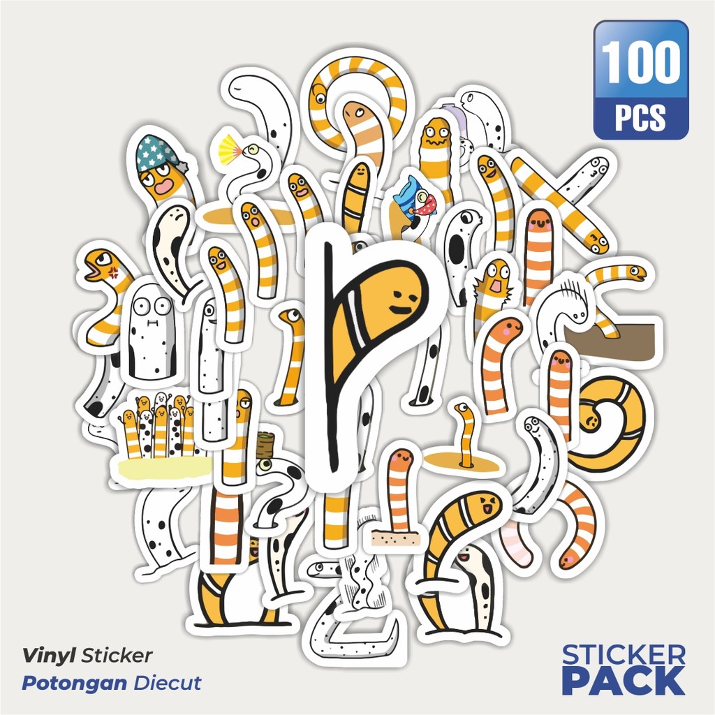 

Stiker Vinyl Sticker Hewan Belut Waterproof Aesthetic- Untuk Laptop, Motor, dan Helm - Paper Stationery Pack