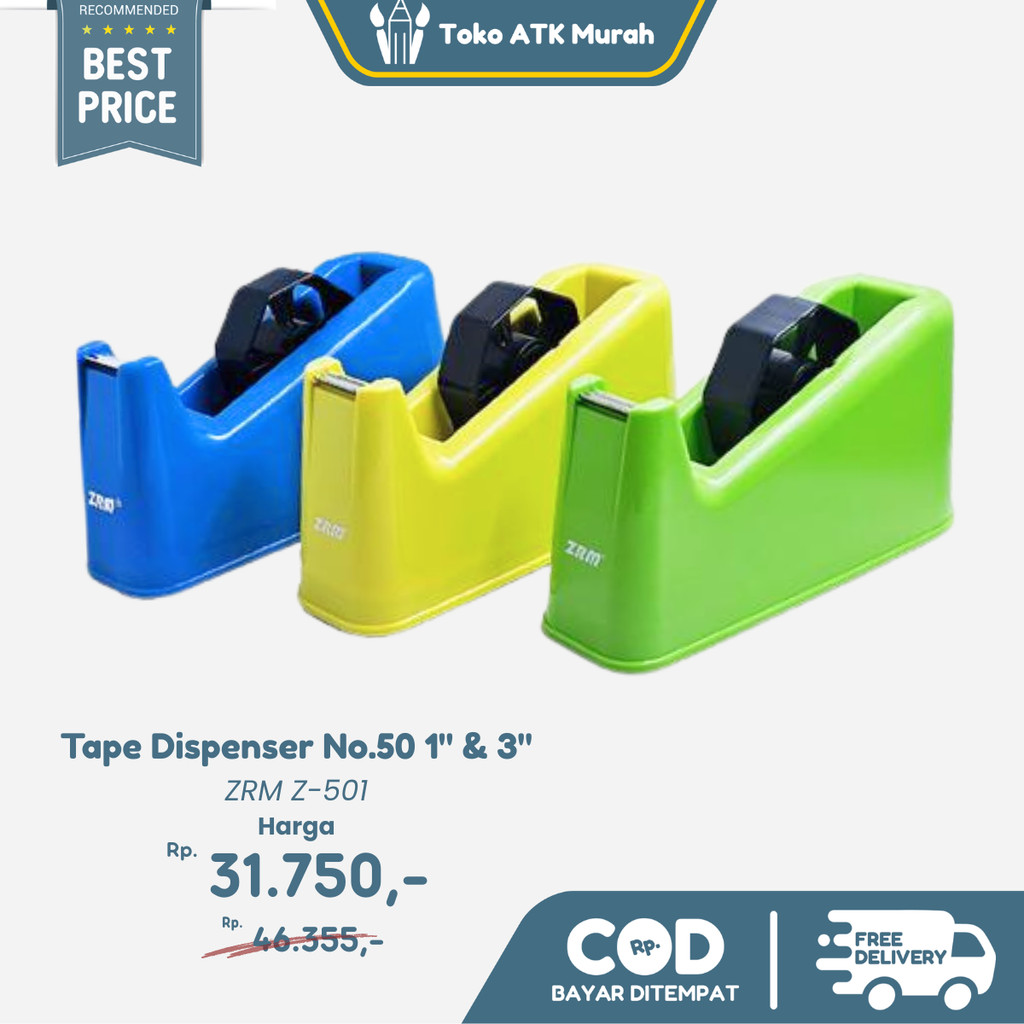 

Tape Dispenser Pemotong Selotip Lakban ZRM No.50 1" & 3