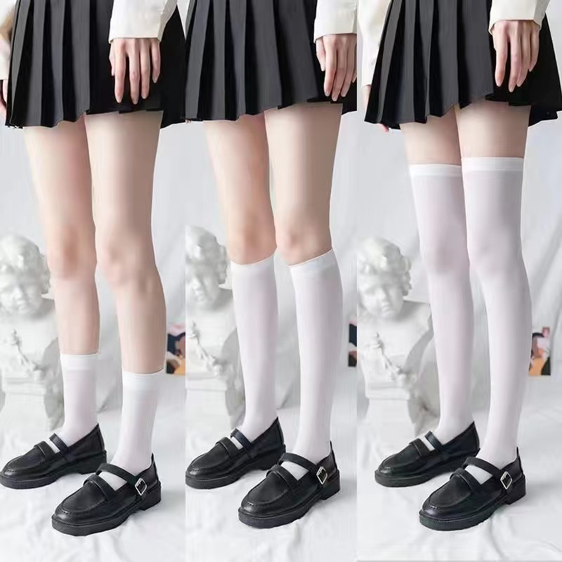 PINKY KK583 Kaos Kaki Wanita Di Atas Lutut Stoking Overknee Socks Kaos Kaki Sepaha Warna Hitam Putih