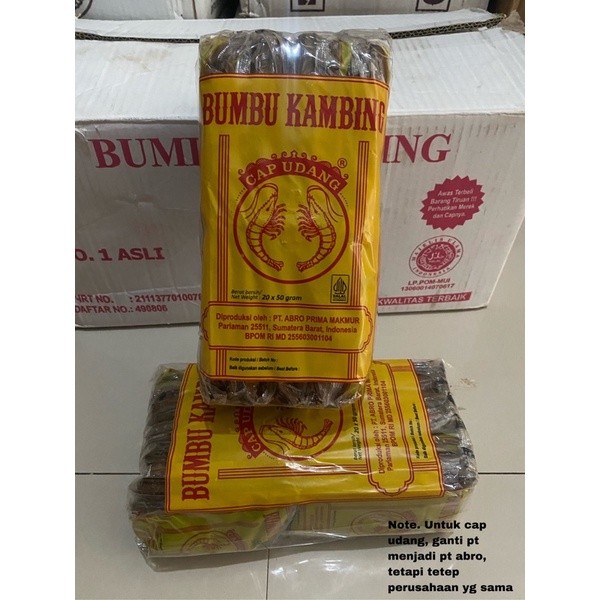 

Bumbu Kambing Cap Udang Sasetan 1 Pack Isi 20Pcs