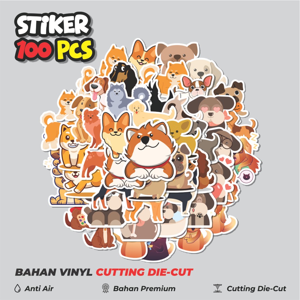 

Terbaru! 50 pcs Sticker Hewan Anjing Dekorasi Lucu Kreatif untuk Notebook, Skateboard, HP