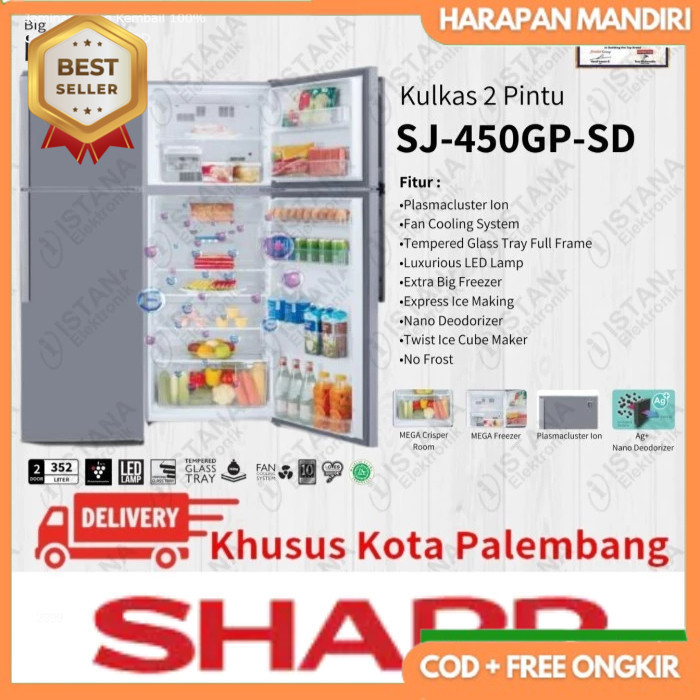 SHARP KULKAS 2 PINTU BIG KIREI 352 LITER SJ-450GP-SD