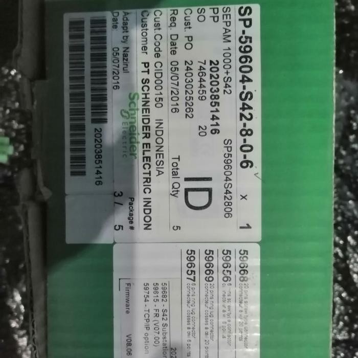 SCHNEIDER SEPAM 1000+S42 SP-59604-S42-8-0-6 / SEPAM S42 SCHNEIDER
