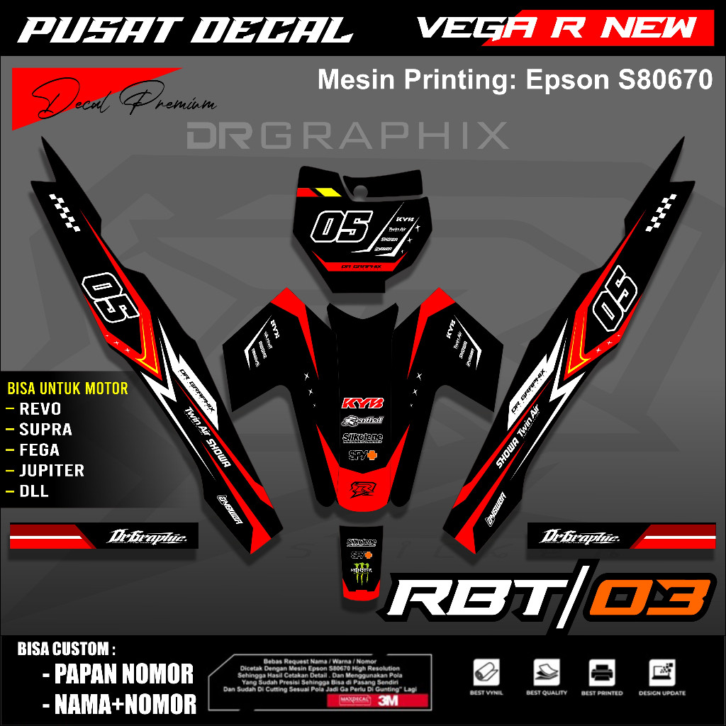 RBT03 - Sticker striping RBT RBT VEGA R VEGA BEBEK MODIF SUPERMOTO RBT new terbaru CUSTOM AL
