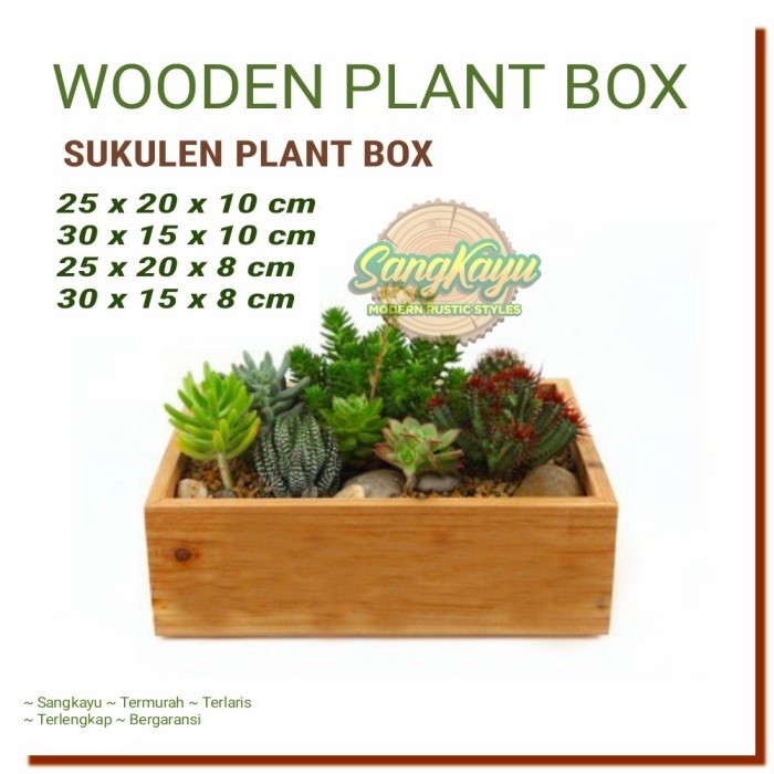 Plant box kayu tanaman spot kaktus kayu pot kayu hias 30 x 15 x 10 cm - 30 x 15 x 10 cm