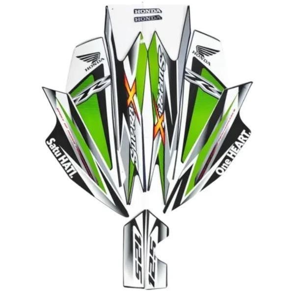 Stiker Striping Motor Honda Supra X 125 R 2013 Silver Hijau Full Body Motorcycle