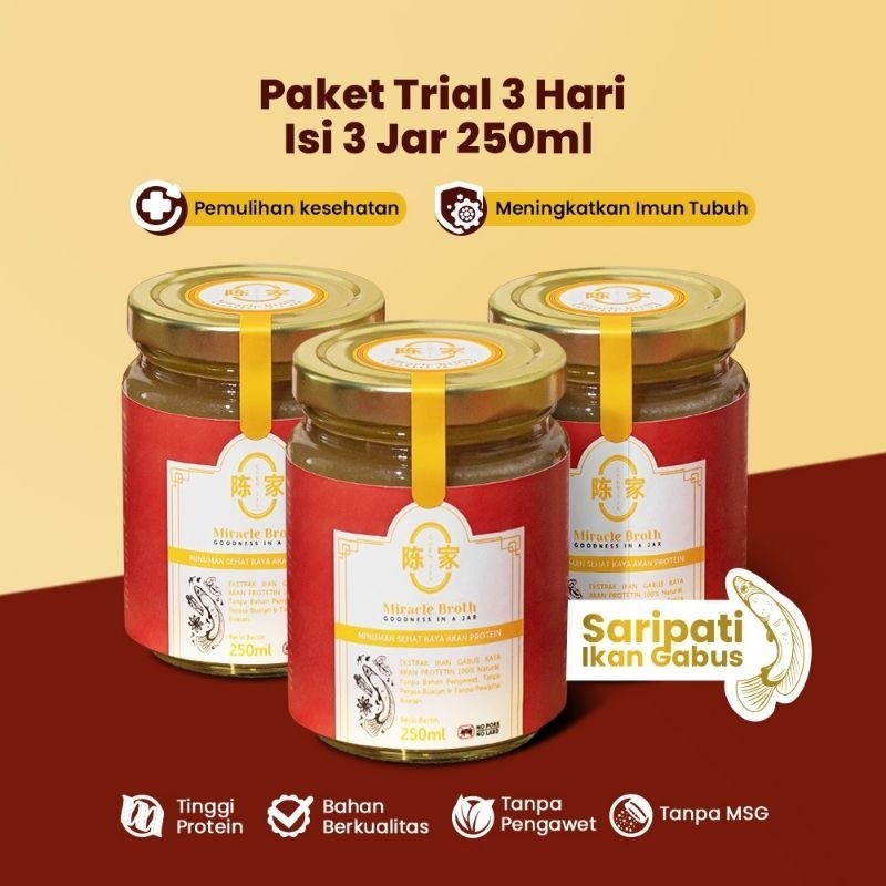 

Miracle Broth - Kaldu Gabus - (3pcs x 250ml) (83℅ kaldu ikan gabus)