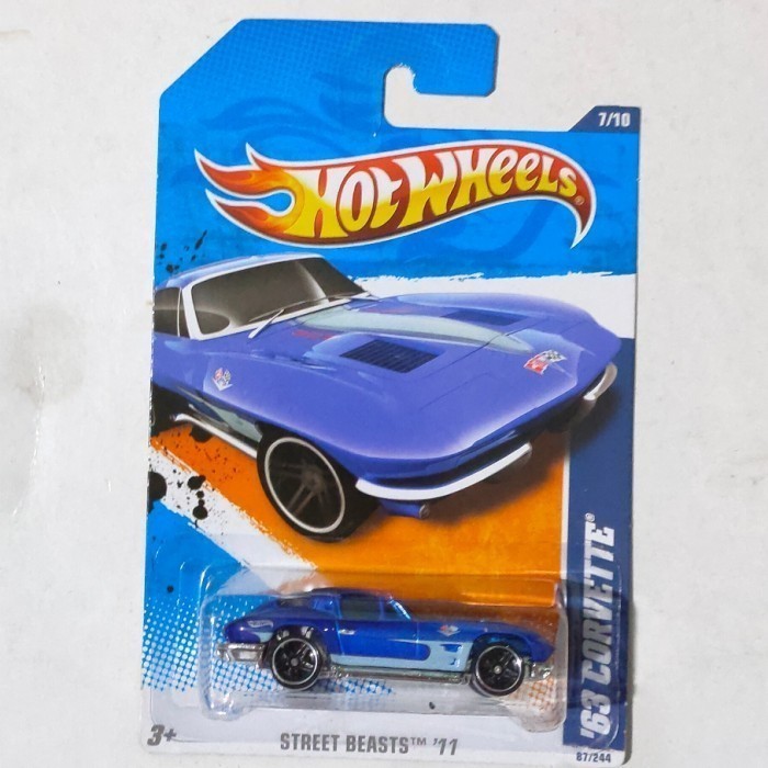 Hotwheels 1963 63 Corvette Split Window biru Street Beasts 2011 HW