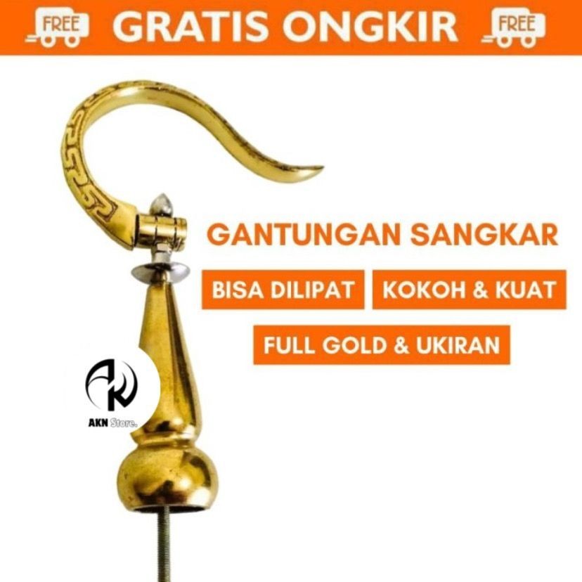 Gantungan Sangkar Lipat Cungkok Warna Emas Fullset Pion Krucut Kerucut Cantolan Gantungan Sangkar Ka