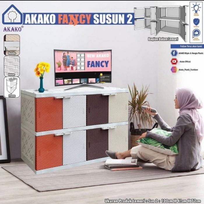 Lemari Plastik/Rak Serbaguna/Rak TV/Meja TV/ AKAKO FANCY 2 Susun