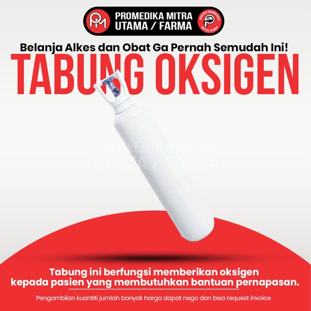 Tabung Oksigen Bantu Pernapasan Murni Berbagai Ukuran | Set Lengkap Tabung + Troli